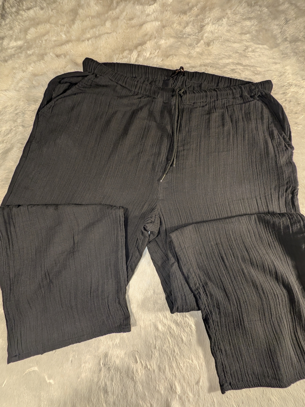 Quince Black Textured Drawstring Joggers